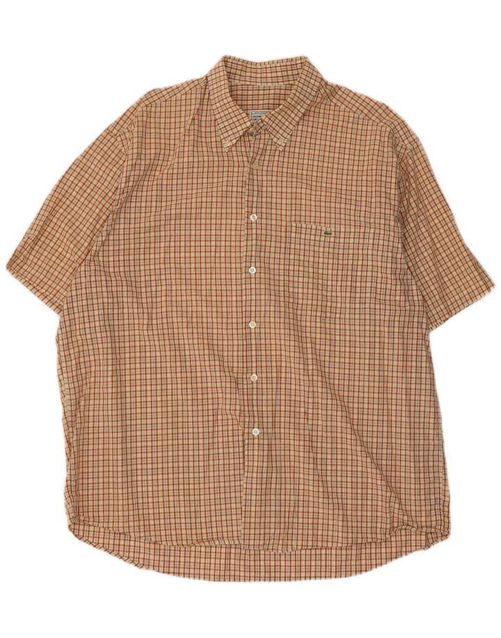 Lacoste camisa masculina de manga curta 2XL xadrez marrom