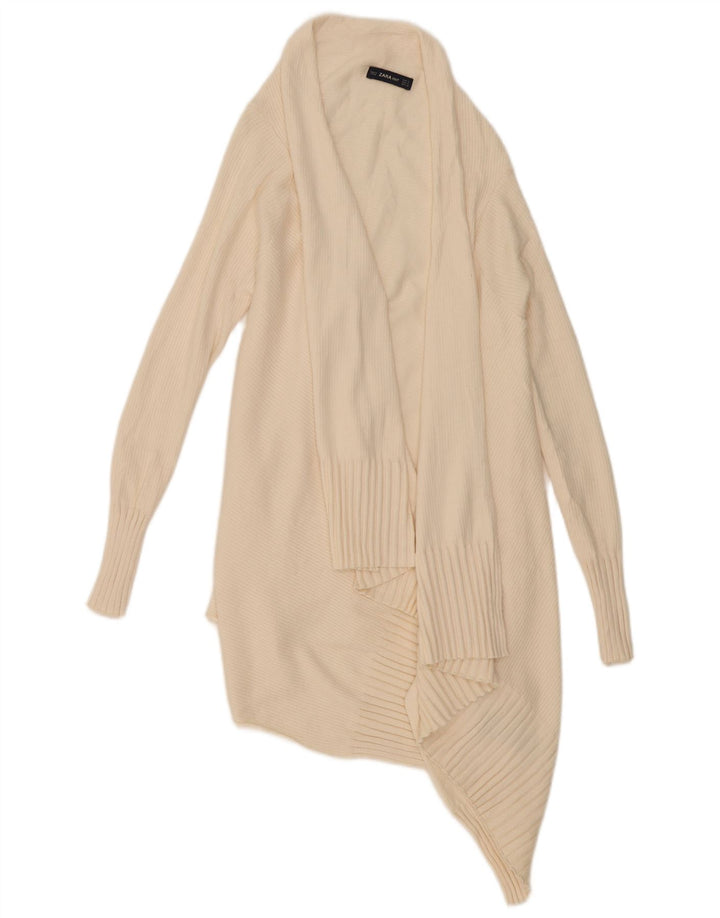 Zara Suéter feminino oversized longline aberto cardigan Reino Unido 10 pequeno bege