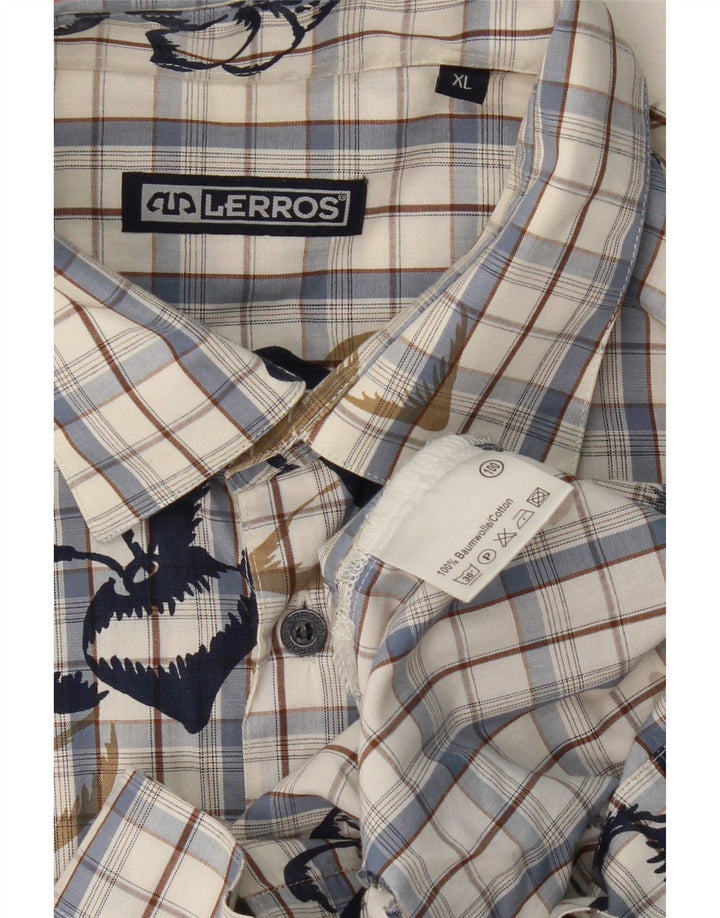 Camisa masculina de manga curta LERROS XL azul xadrez algodão