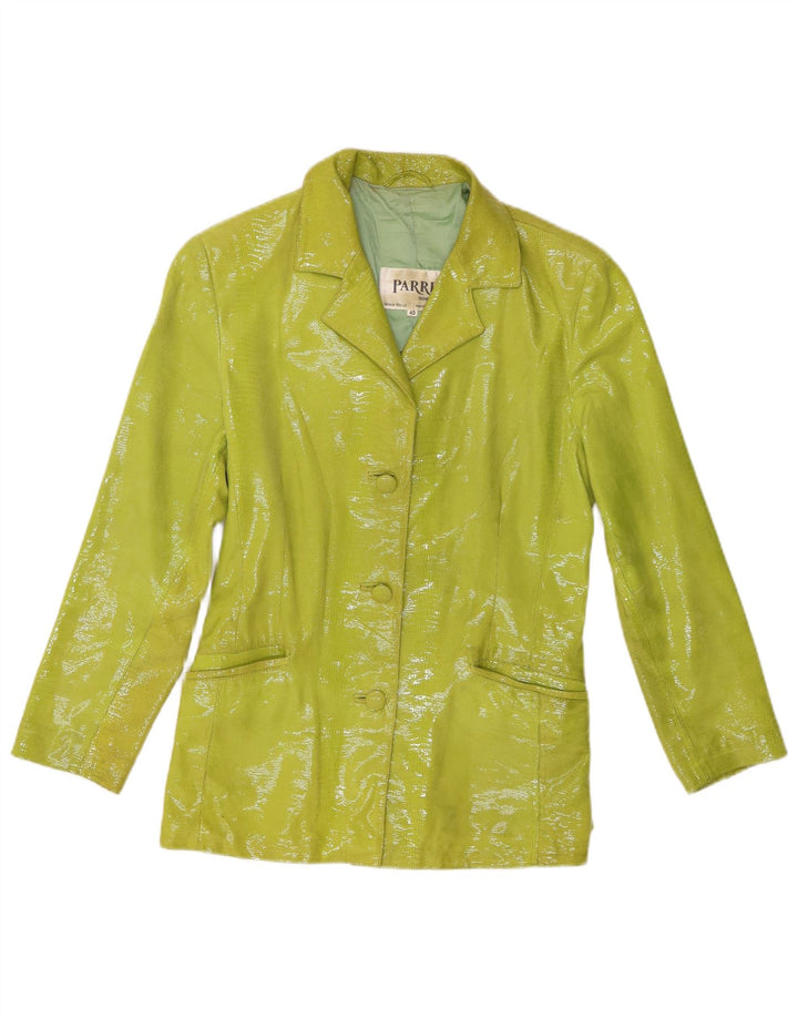 Jaqueta blazer feminina vintage com 3 botões IT 40 estampa animal verde pequena