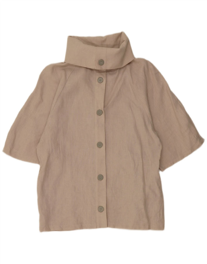 Blusa feminina vintage IT 44 linho cinza médio