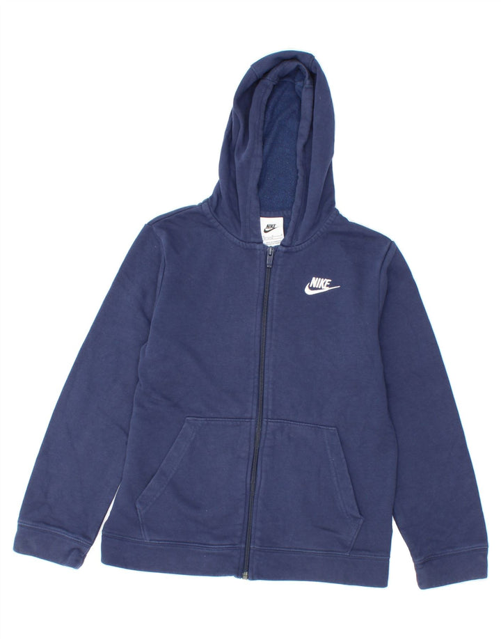 NIKE Boys Zip Hoodie Sweater 10-11 Years Medium Navy Blue Cotton Vintage Nike and Second-Hand Nike from Messina Hembry 