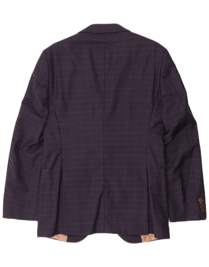 Tommy Hilfiger Jaqueta masculina sob medida Blazer IT 46 pequena xadrez azul marinho