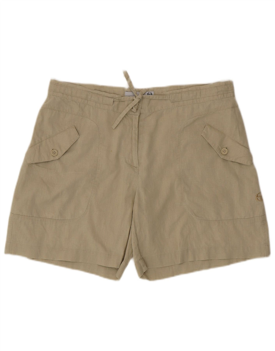Shorts cargo feminino Sergio Tacchini IT 46 grande W34 linho verde