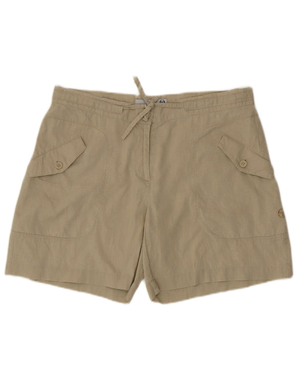 Shorts cargo feminino Sergio Tacchini IT 46 grande W34 linho verde