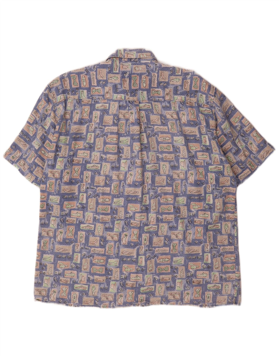 Camisa masculina de manga curta HATICO grande azul geométrica