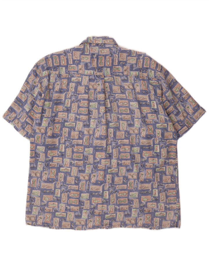 Camisa masculina de manga curta HATICO grande azul geométrica