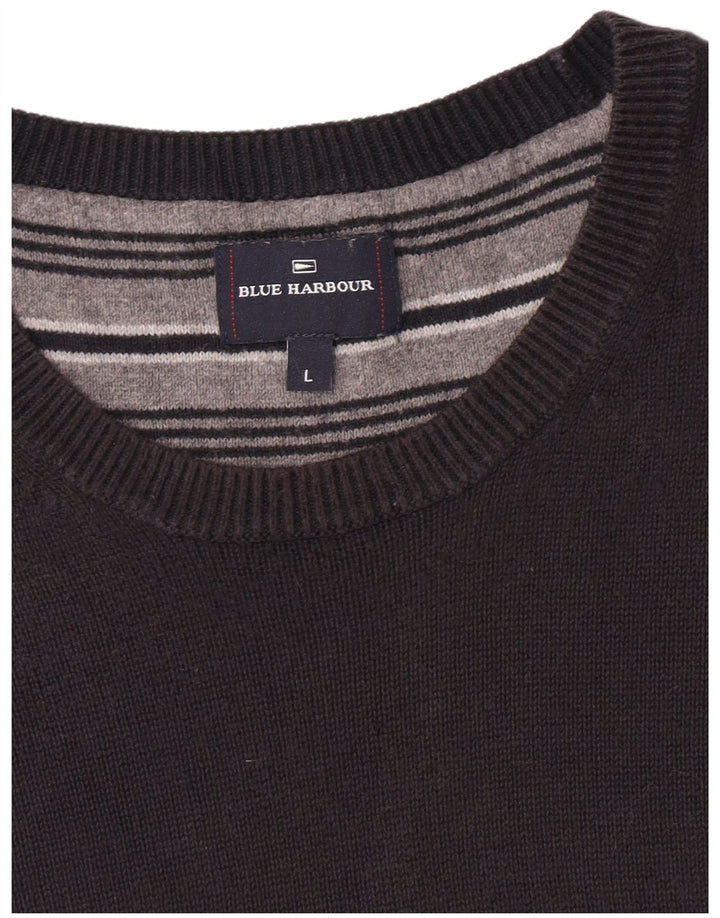 Suéter masculino Marks & Spencer Blue Harbor com gola redonda grande azul marinho