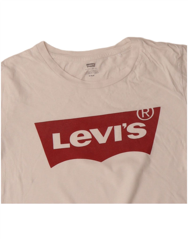 Camiseta feminina gráfica LEVI'S UK 14 algodão branco médio