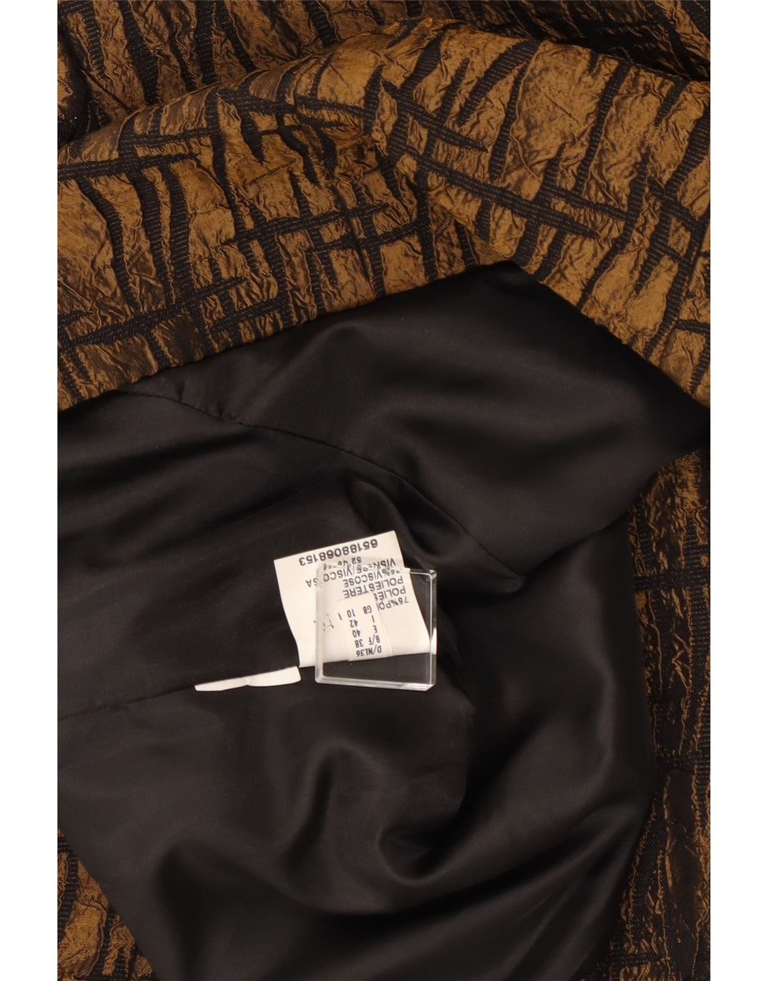 Jaqueta blazer feminina VINTAGE manga 3/4 UK 10 pequena marrom geométrica