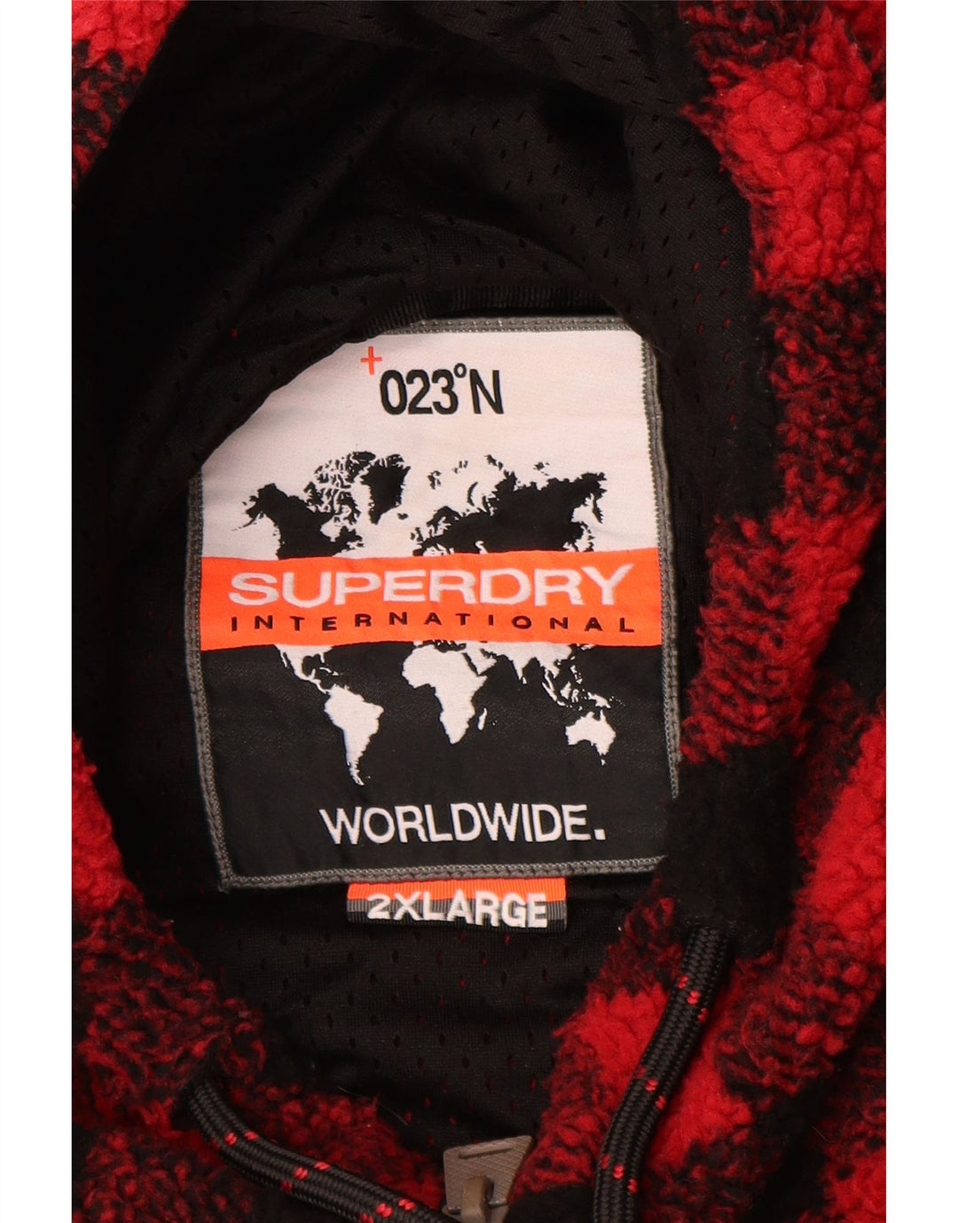 Jaqueta de lã com capuz masculina Superdry UK 44 2XL poliéster vermelho guingão