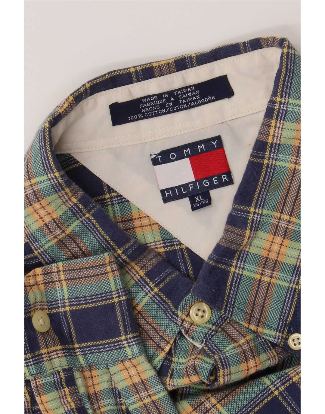 Camisa masculina Tommy Hilfiger XL azul xadrez algodão