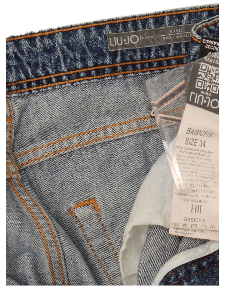 Liu Jo Calça jeans masculina regular desgastada W34 L32 algodão azul