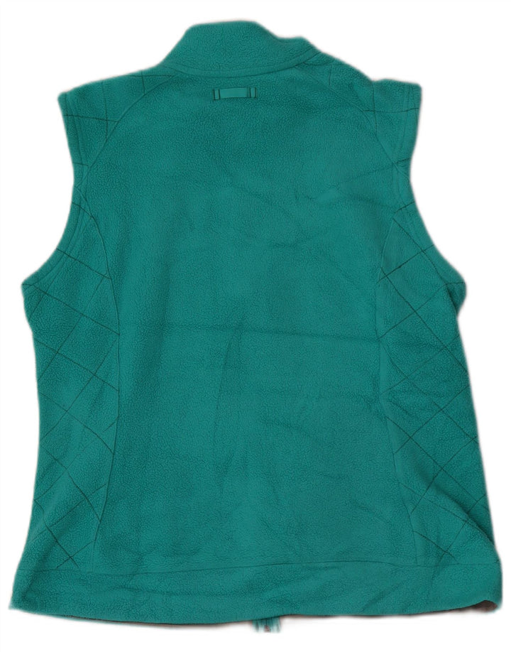 Colete de lã feminino Eddie Bauer UK 16 grande poliéster turquesa