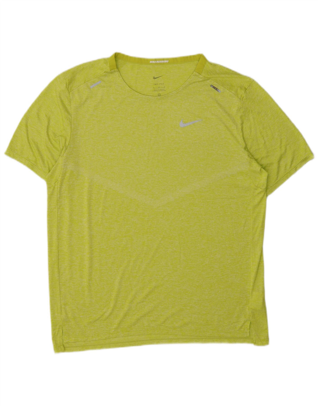Nike Mens Running T-Shirt Top Médio Verde Poliéster Esportes