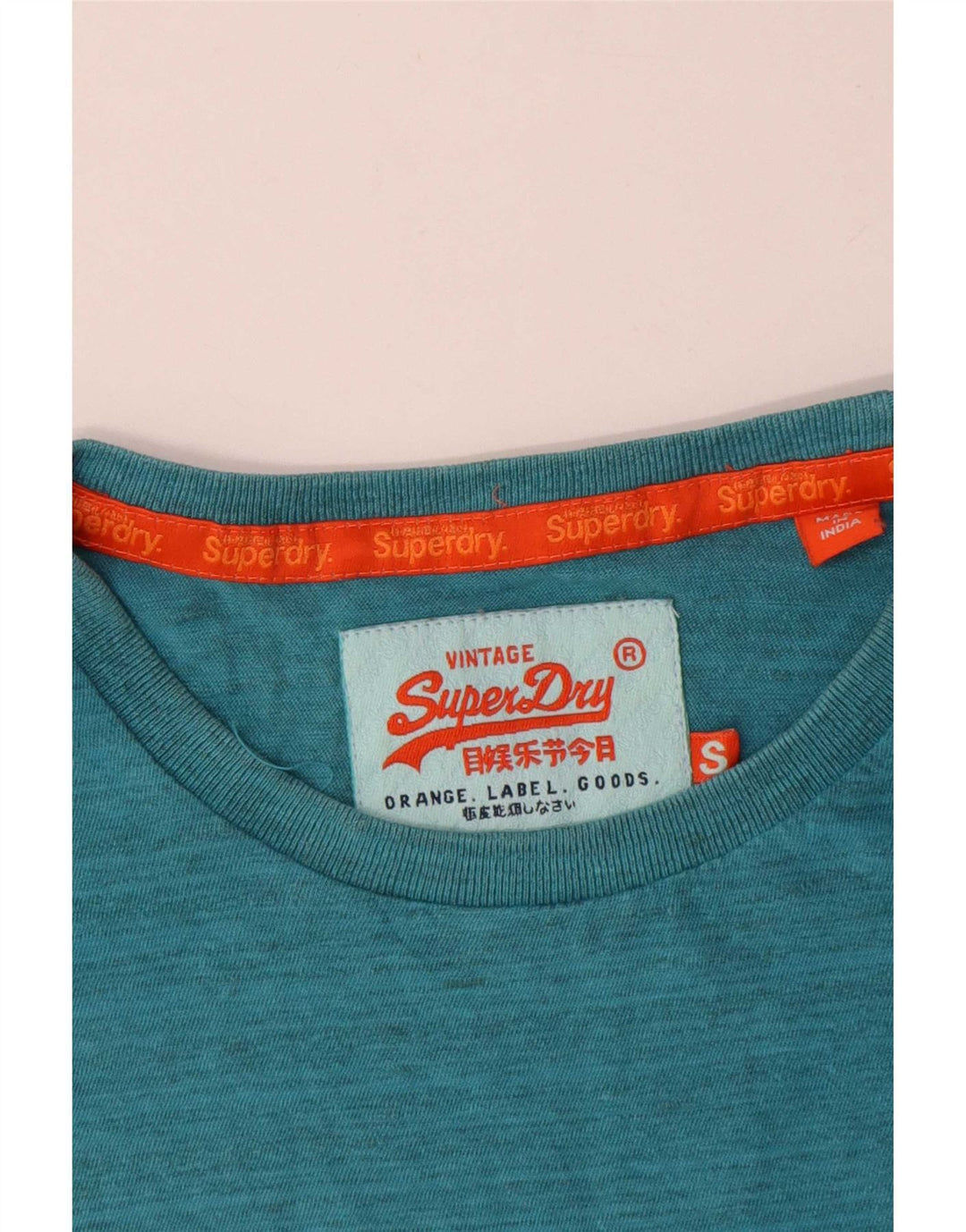 Camiseta masculina Superdry Top pequeno algodão risca de giz azul