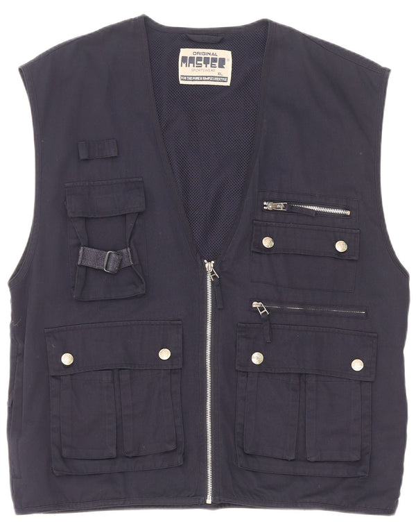 Master Mens Utility Gilet UK 42 XL Poliéster Azul Marinho