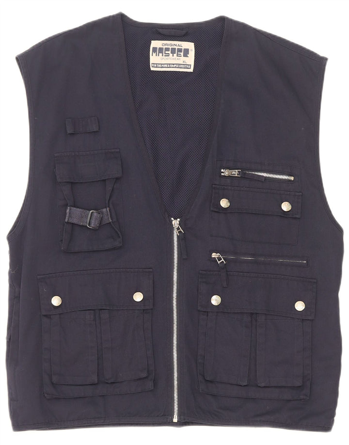 Master Mens Utility Gilet UK 42 XL Poliéster Azul Marinho