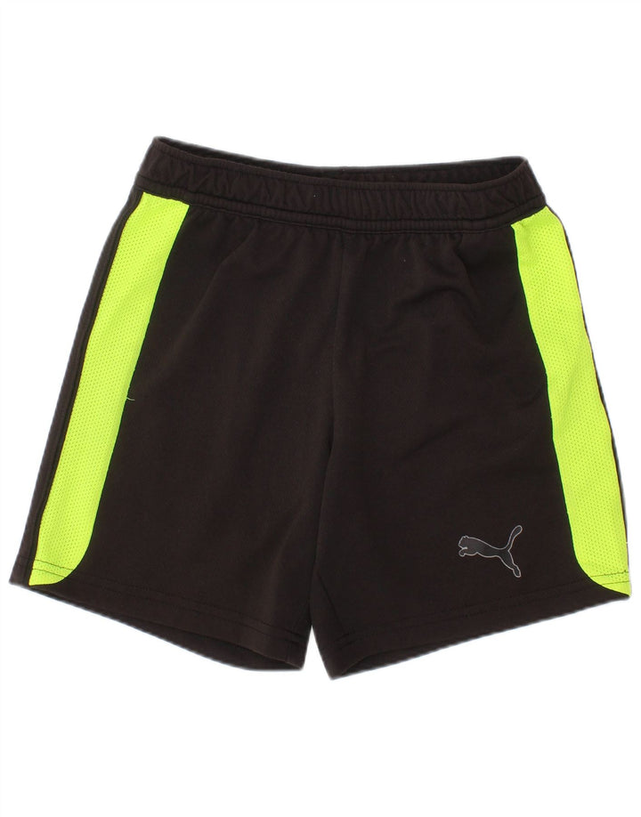 Shorts esportivos PUMA para meninos 7-8 anos preto colorblock poliéster