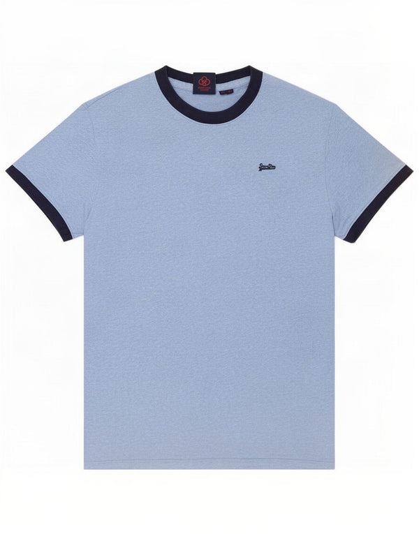 Camiseta masculina Superdry Top XS algodão manchado azul