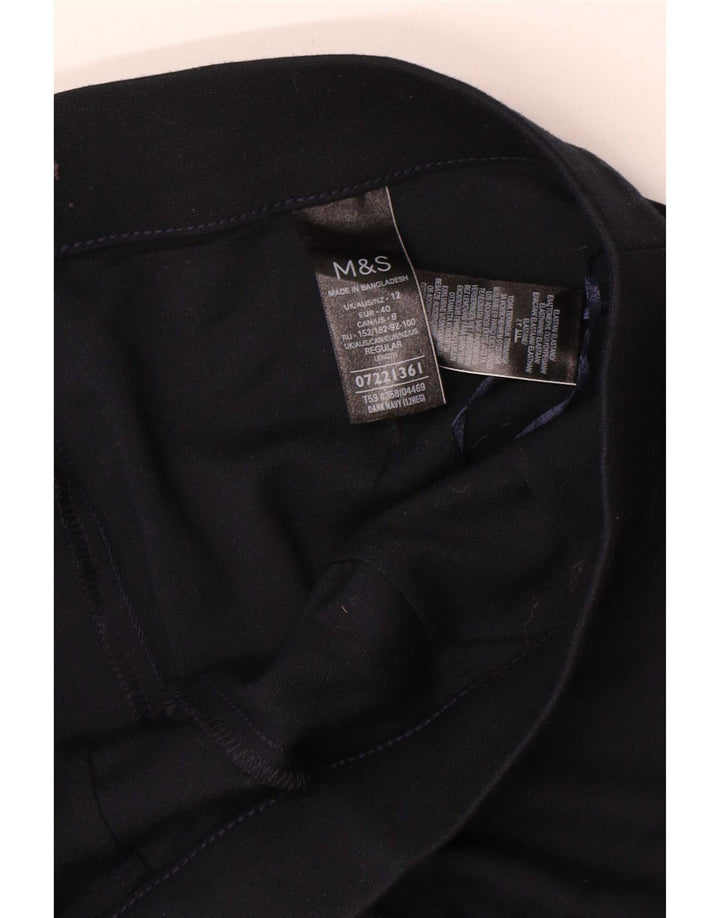 Calça casual feminina Marks & Spencer Reino Unido 12 médio W30 L30 azul marinho