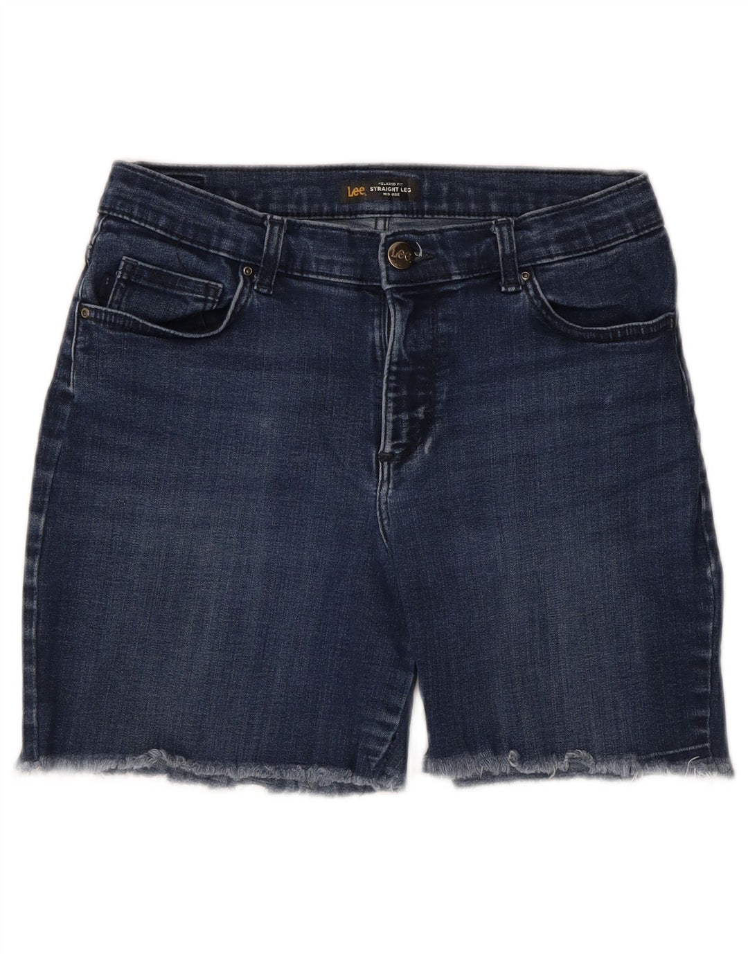 LEE Shorts jeans feminino de cintura média e ajuste relaxado W28 médio azul marinho