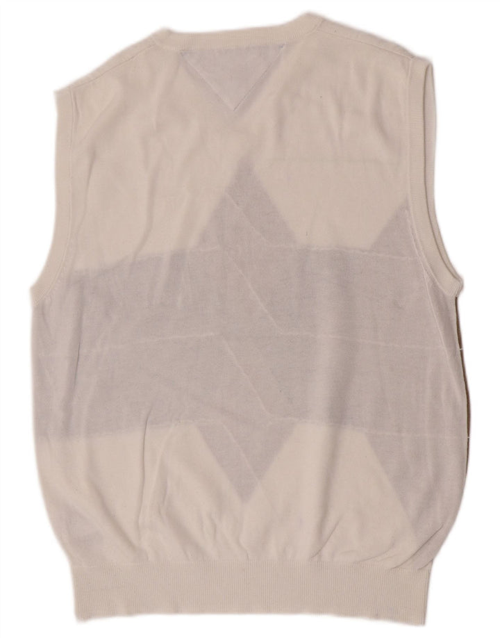 Regata masculina Tommy Hilfiger com colete médio branco Argyle/algodão diamante