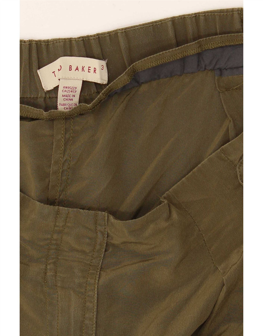 Calça cargo feminina Ted Baker de cintura alta tamanho 3 médio W34 L28 cáqui