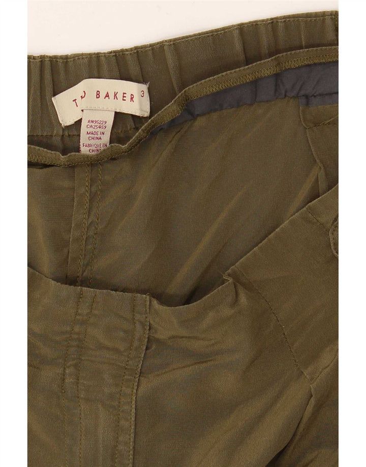Calça cargo feminina Ted Baker de cintura alta tamanho 3 médio W34 L28 cáqui