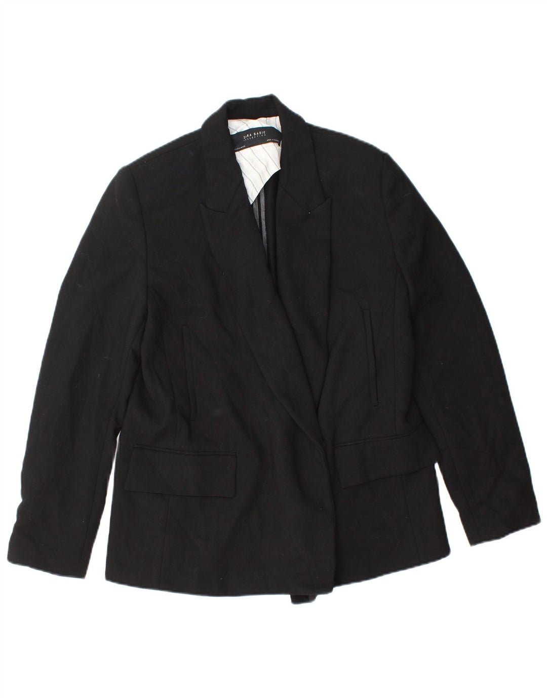 Zara Womens Blazer Jacket UK 14 Médio Preto Poliéster