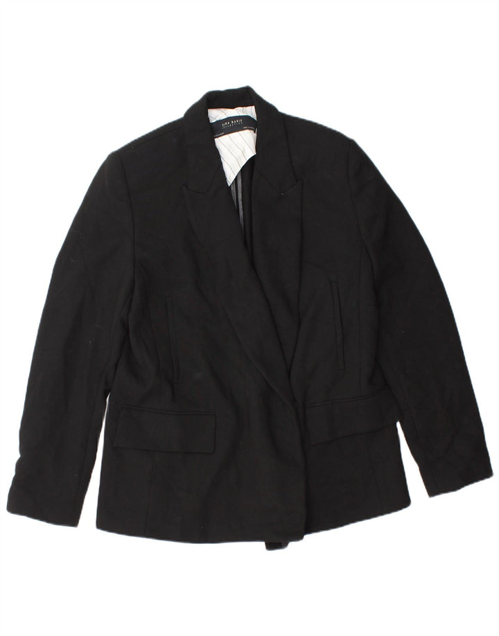 Zara Womens Blazer Jacket UK 14 Médio Preto Poliéster
