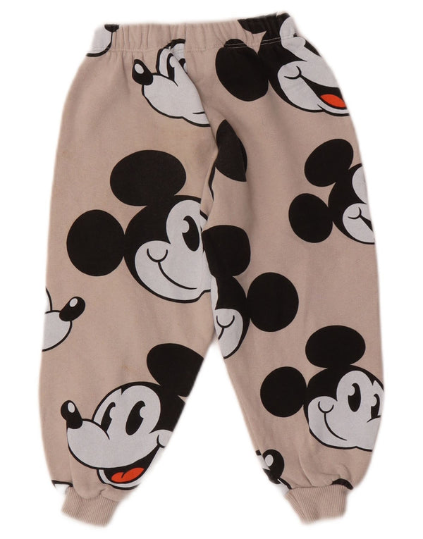 Zara Girls Mickey Mouse Graphic Calças de treino Joggers 4-5 anos Bege