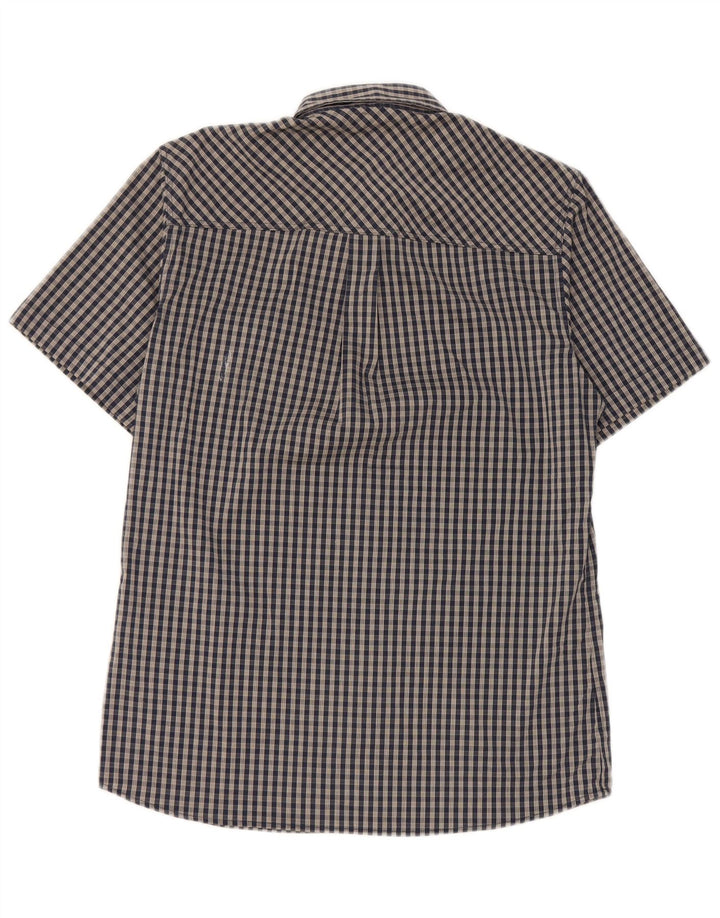 Rohan Camisa masculina de manga curta pequena poliéster guingão azul marinho