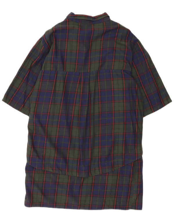 Zara Vestido feminino pulôver manga 3/4 Reino Unido 16 grande xadrez azul marinho