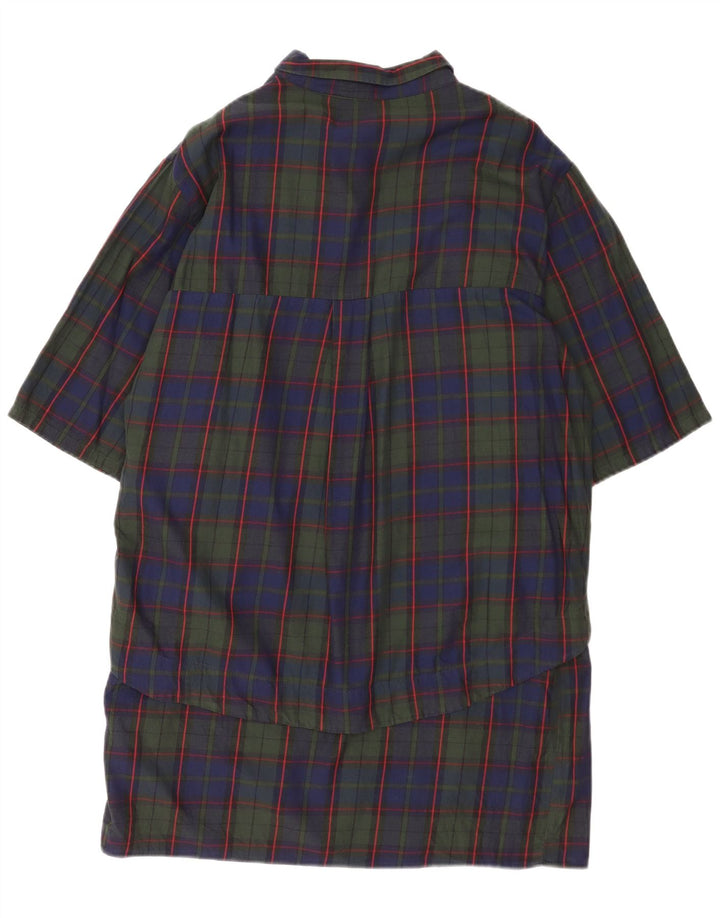 Zara Vestido feminino pulôver manga 3/4 Reino Unido 16 grande xadrez azul marinho