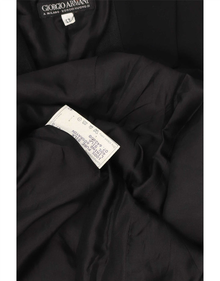 Jaqueta blazer feminina Giorgio Armani com peito duplo IT 42 seda preta média