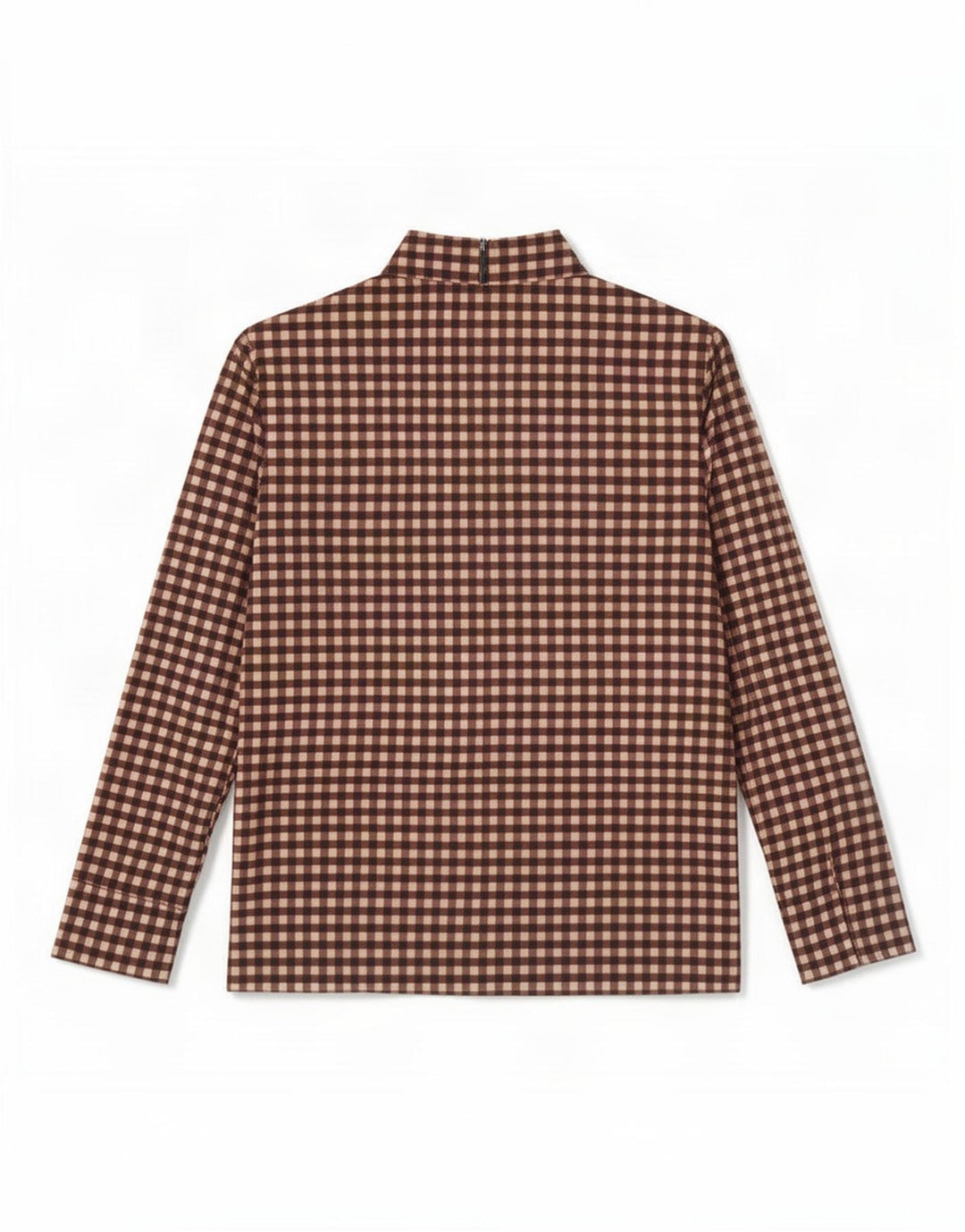 Blusa feminina de manga comprida Cos UK 12 algodão guingão marrom médio