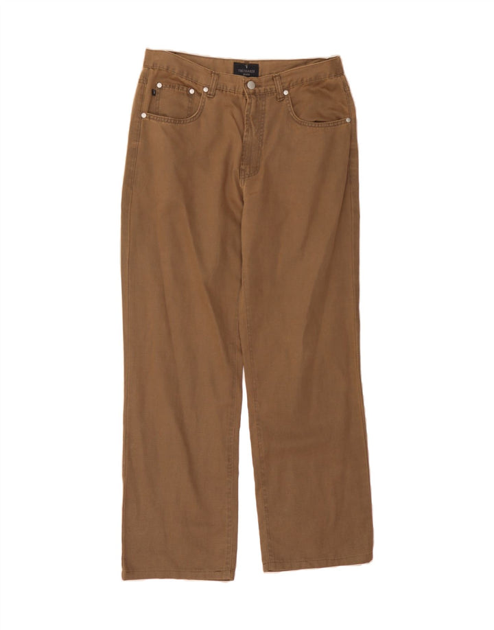 TRUSSARDI Mens Straight Casual Trousers W33 L30 Beige Cotton Vintage Trussardi and Second-Hand Trussardi from Messina Hembry 