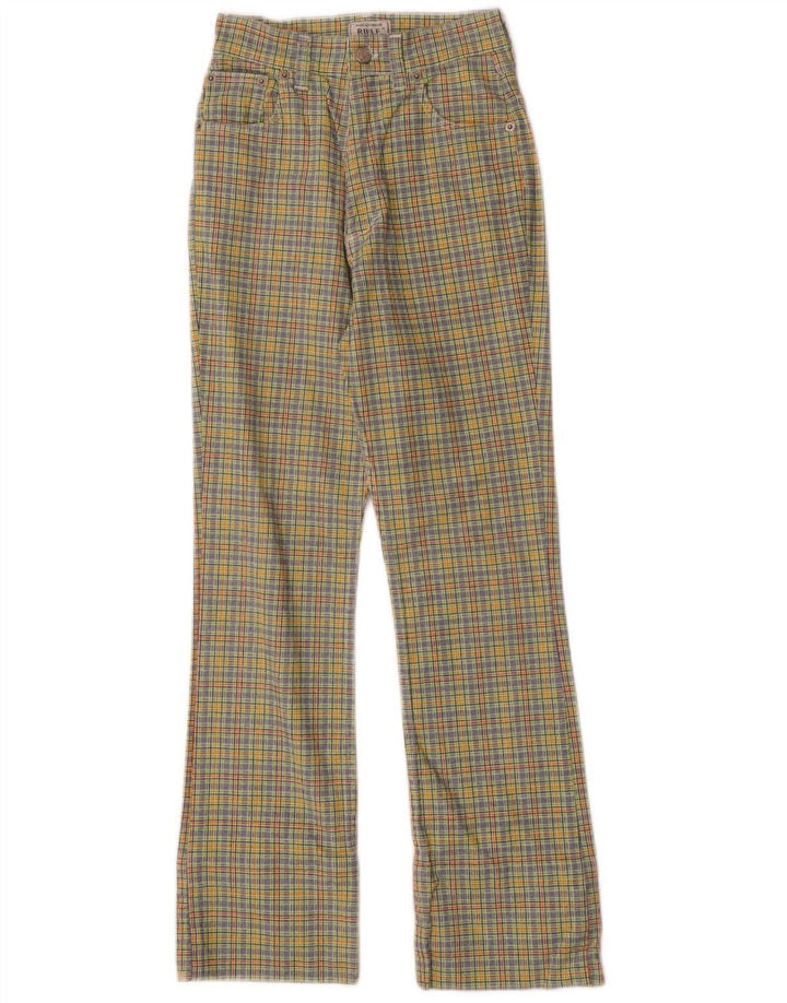 Calça casual feminina Rifle Bootcut W29 L27 algodão xadrez multicolorido