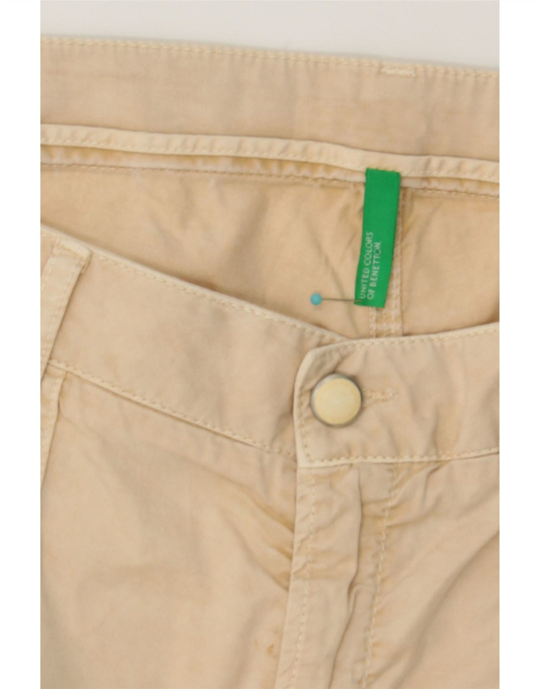 BENETTON Womens Straight Casual Trousers W38 L28 Beige Cotton Vintage Benetton and Second-Hand Benetton from Messina Hembry 