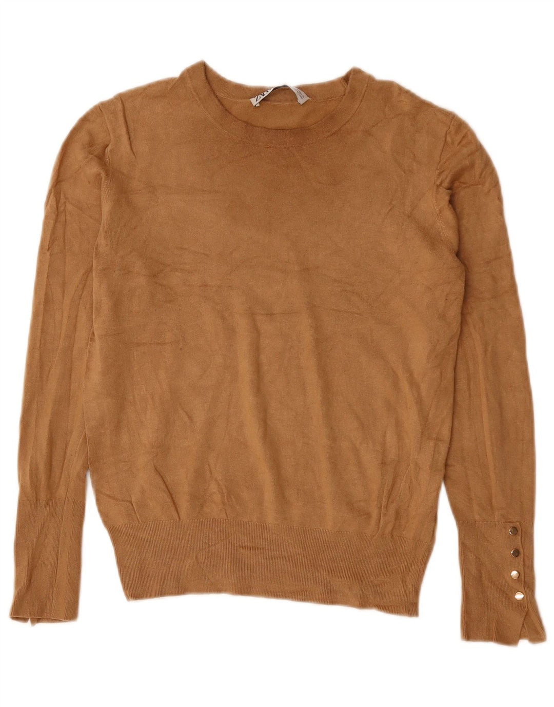 Suéter feminino ZARA com gola canoa Reino Unido 12 viscose marrom médio