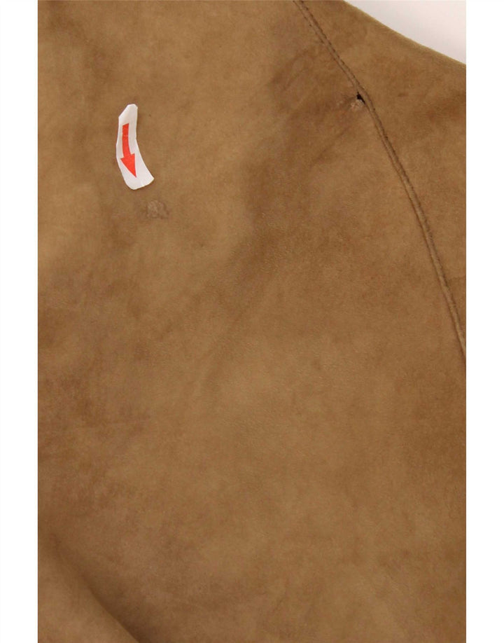 Jaqueta masculina vintage de camurça bomber UK 38 bege médio