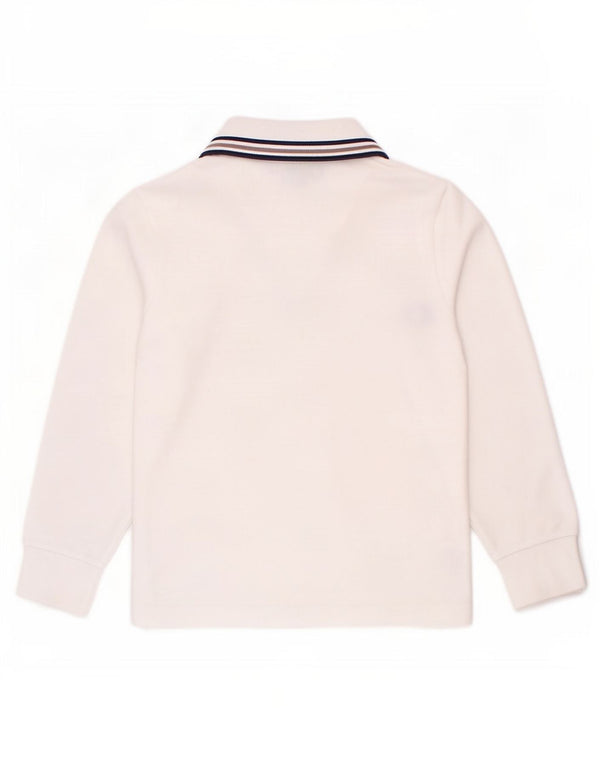Camisa polo masculina de manga comprida Fred Perry 3-4 anos algodão listrado branco