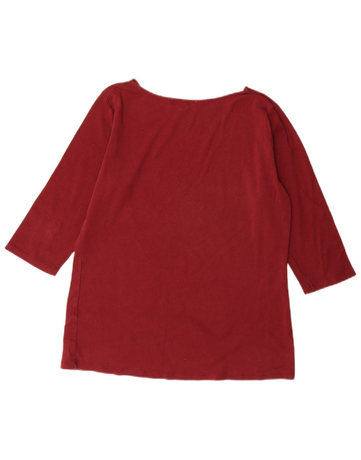 Top feminino Zara manga 3/4 UK 18 XL vermelho