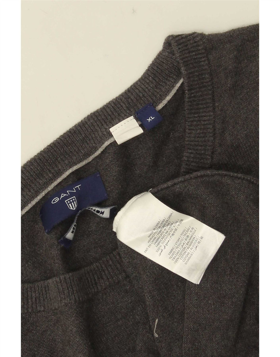 Suéter masculino Gant com gola redonda e algodão cinza XL