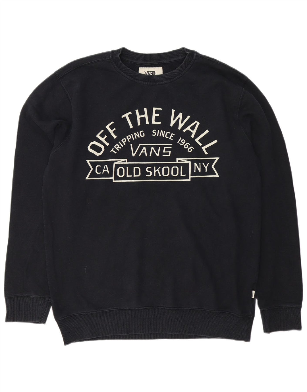 Vans Mens Graphic Moletom Jumper Grande Algodão Preto