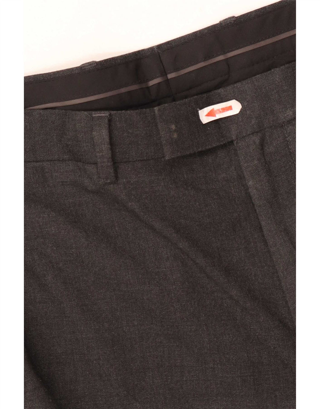 Calça masculina de ajuste regular Marks & Spencer W38 L29 poliéster cinza
