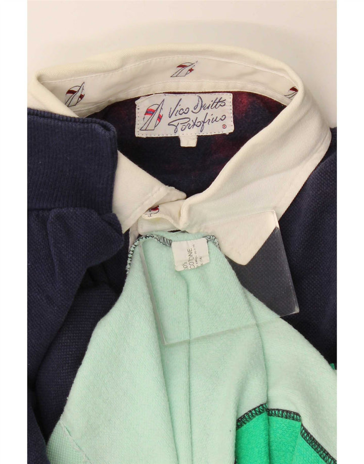 Moletom masculino vintage com gola polo grande bloco colorido multicolorido