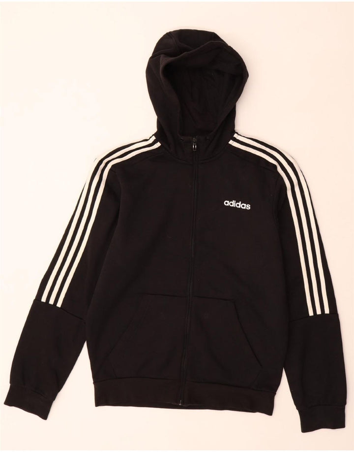 ADIDAS Mens Zip Hoodie Sweater Small Black Cotton