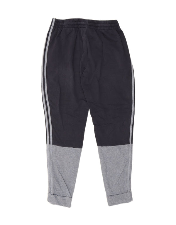 Calça de treino masculina Adidas Joggers grande algodão colorblock azul marinho